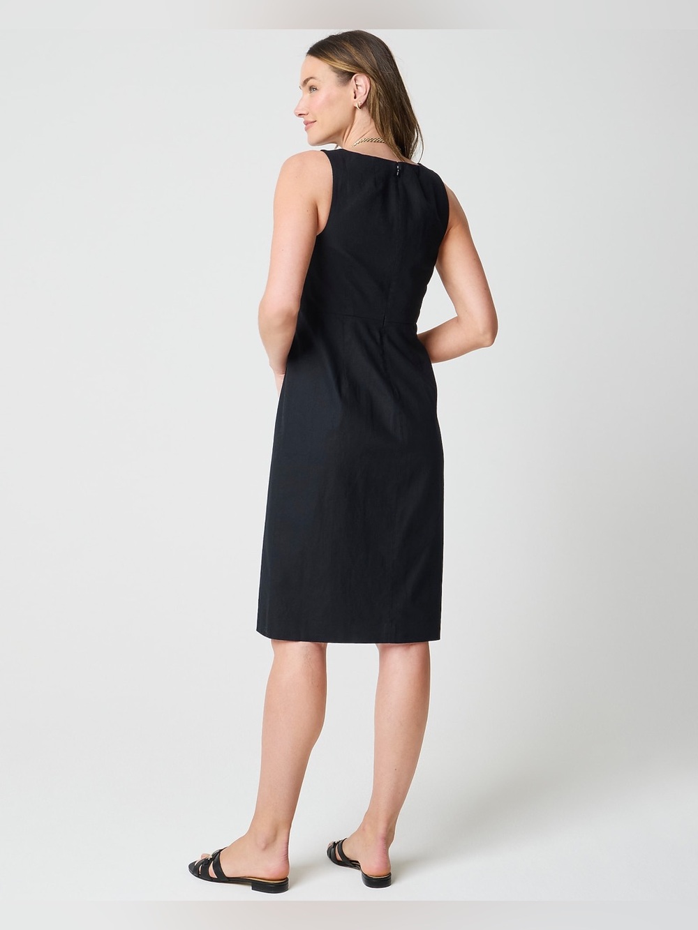 NWT Style & Co. Collection Linen V-neck Flip Flop Black Summer Dress (12P)